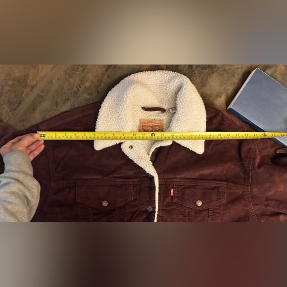 Levis Mens Type III Classic Sherpa Trucker Jacket Corduroy Burgandy Wine XL - Picture 4 of 16